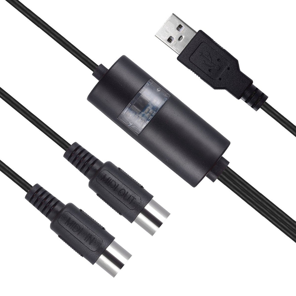 [AUSTRALIA] - USB MIDI Cable Interface, Upgrade Professional MIDI to USB IN-OUT Cable Converter For PC/Mac/Laptop 2M(6.5FT) (BLACK)(PLS STEP WITH RIGHT WAY) midi cable black 