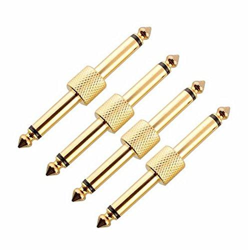 [AUSTRALIA] - VizGiz 4 Pack Pedal Coupler 1/4 inch 6.35mm 1/4 Male to Male Coupler Jack Plug Adapter Straight Connector for Guitar Effects PedalBoard Accessories Pedal Board Audio Gold Plated Metal Adaptors 