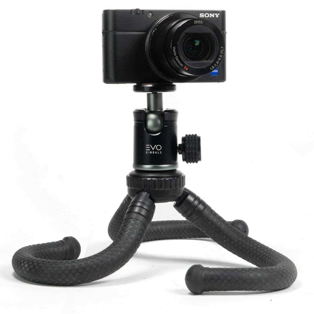 EVO Gimbals GS-Flex Mini Flexible Leg Tripod for DSLR or Mirrorless Cameras up to 3Kg - Includes Rugged CNC Aluminum 360 Ball Head with EVO Gimbals 1 Year US Warranty