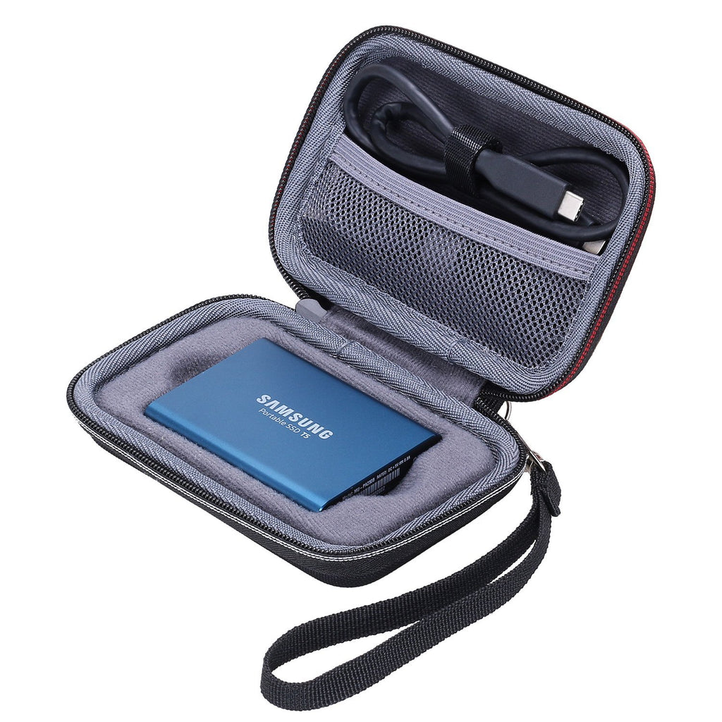 XANAD Case for Samsung T3 T5 Portable 250GB 500GB 1TB 2TB SSD USB 3.1 External Solid State Drives Storage Travel Carrying Bag (Inside Grey) (Not fit for Samsung T7/T7 Touch)