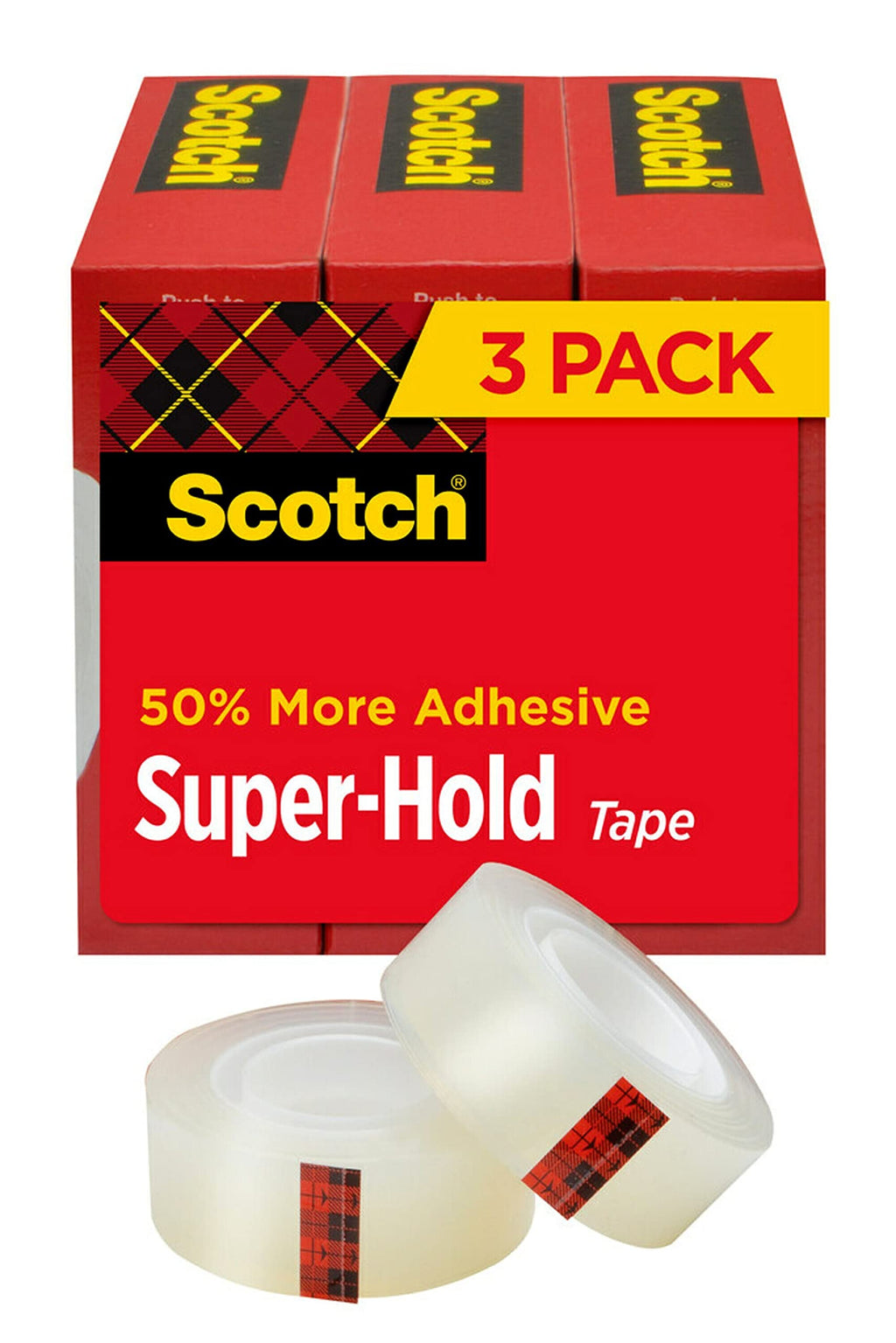 Scotch Super-Hold Tape, 3/4 in x 800 in, 3 Rolls, 1 in Core (700S3) , White