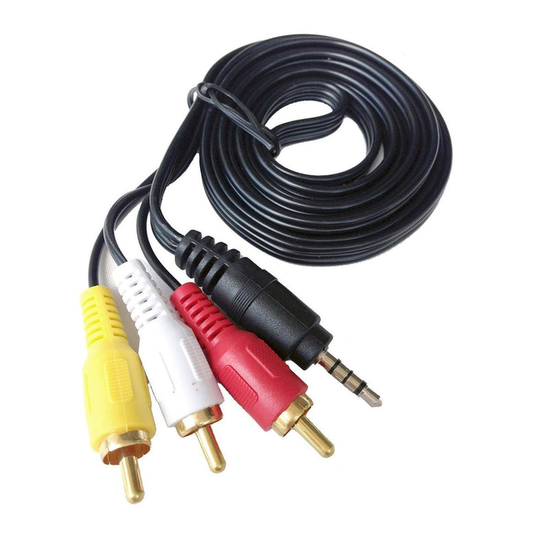 HTTX 3.5mm Male Plug to 3 RCA Camcorder Audio Video A/V Cable Gold Plated 5ft