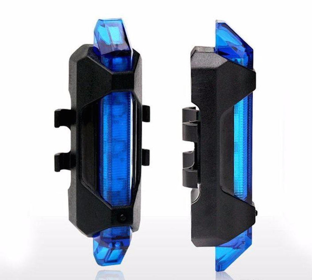 New Tech Junkies RECHARGEABLE Micro USB flash LED Bicycle Bike Frame Waterproof Front Handle Bar Head Rear Tail Light 3 pack blue