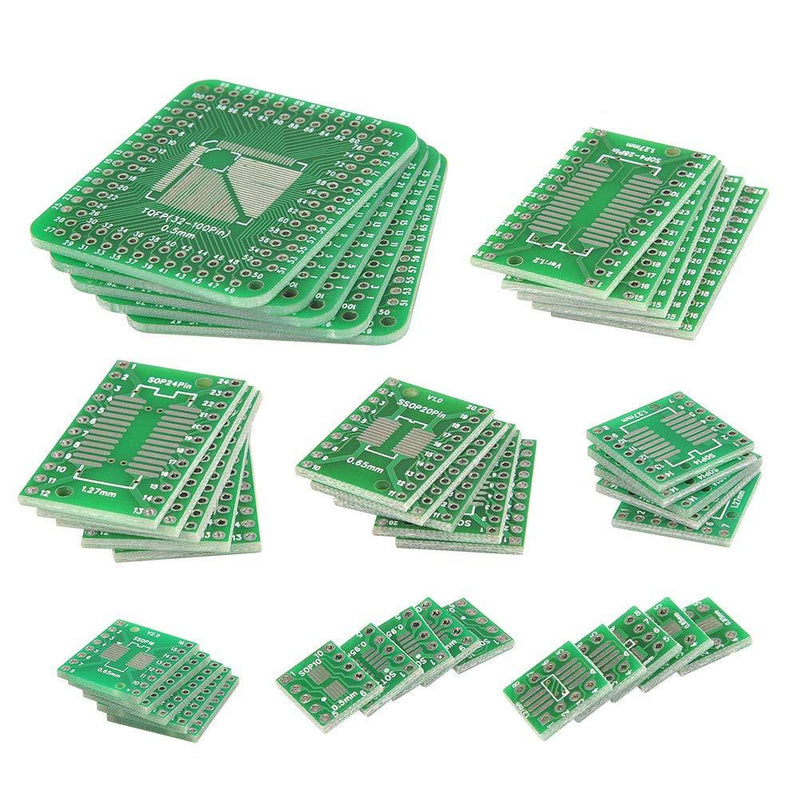 QLOUNI 40pcs PCB Proto Boards SMD to DIP Adapter Plate Converter TQFP (32 44 48 64 84 100) SOP SSOP TSSOP 8 10 14 16 20 23 24 28