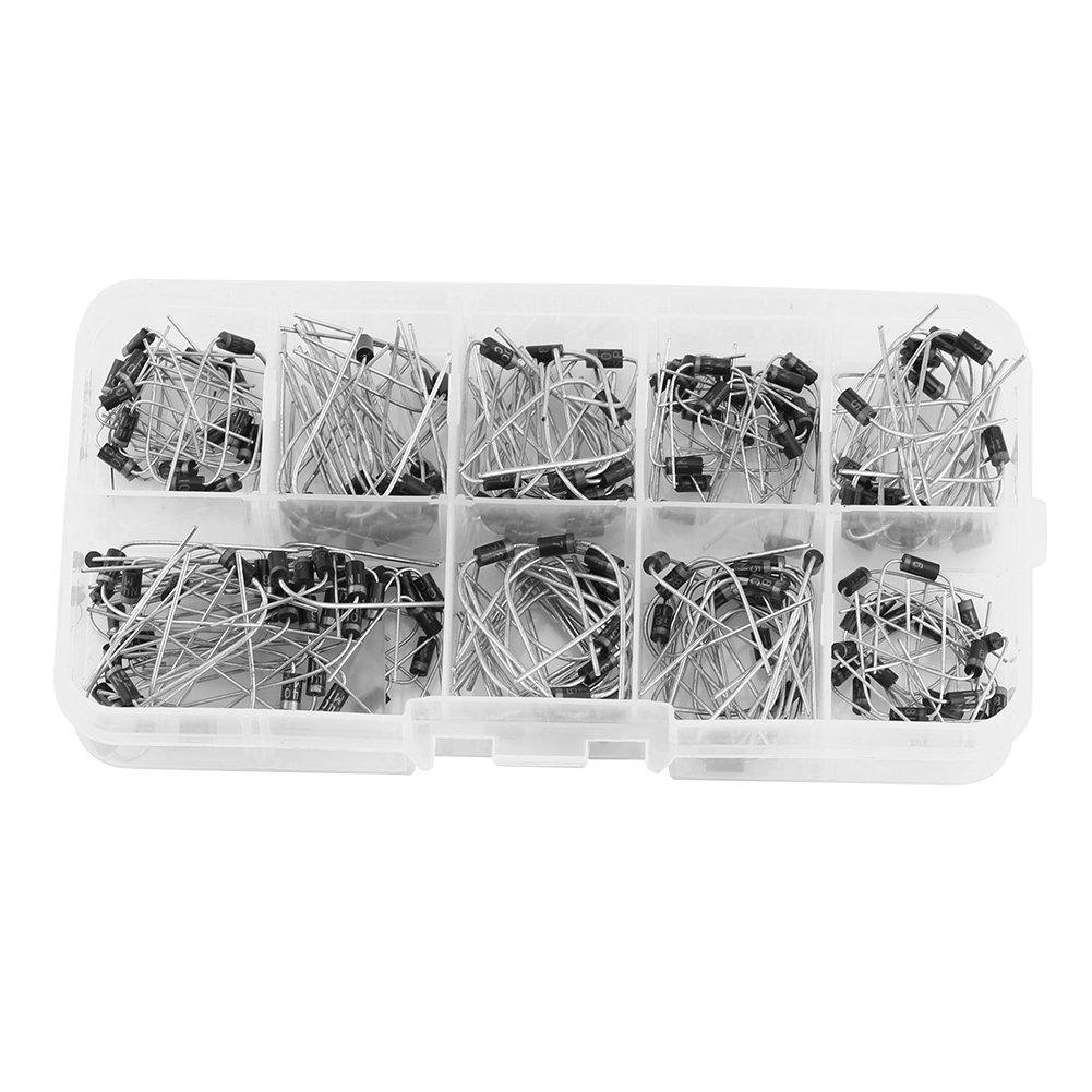 Hilitand 200pcs/set 10Values Voltage Regulator Diode Assortment Electronic Kit 1N4001~1N4007 1N5817~1N5819 with Clear Box