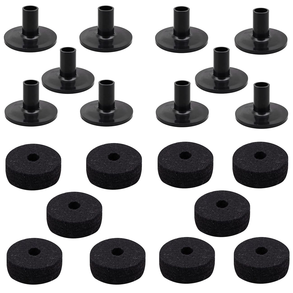 10PCS Cymbal Stand Felt Washer and 10PCS Plastic Drum Cymbal Stand Sleeves Replacement Black