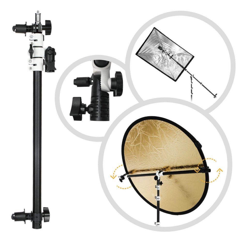 Fotoconic Multi Functional Reflector Holder, Boom Arm, Background Crossbar (18.5"-49" / 47-125cm) with Solid Locking Metal Swivel Head Grip
