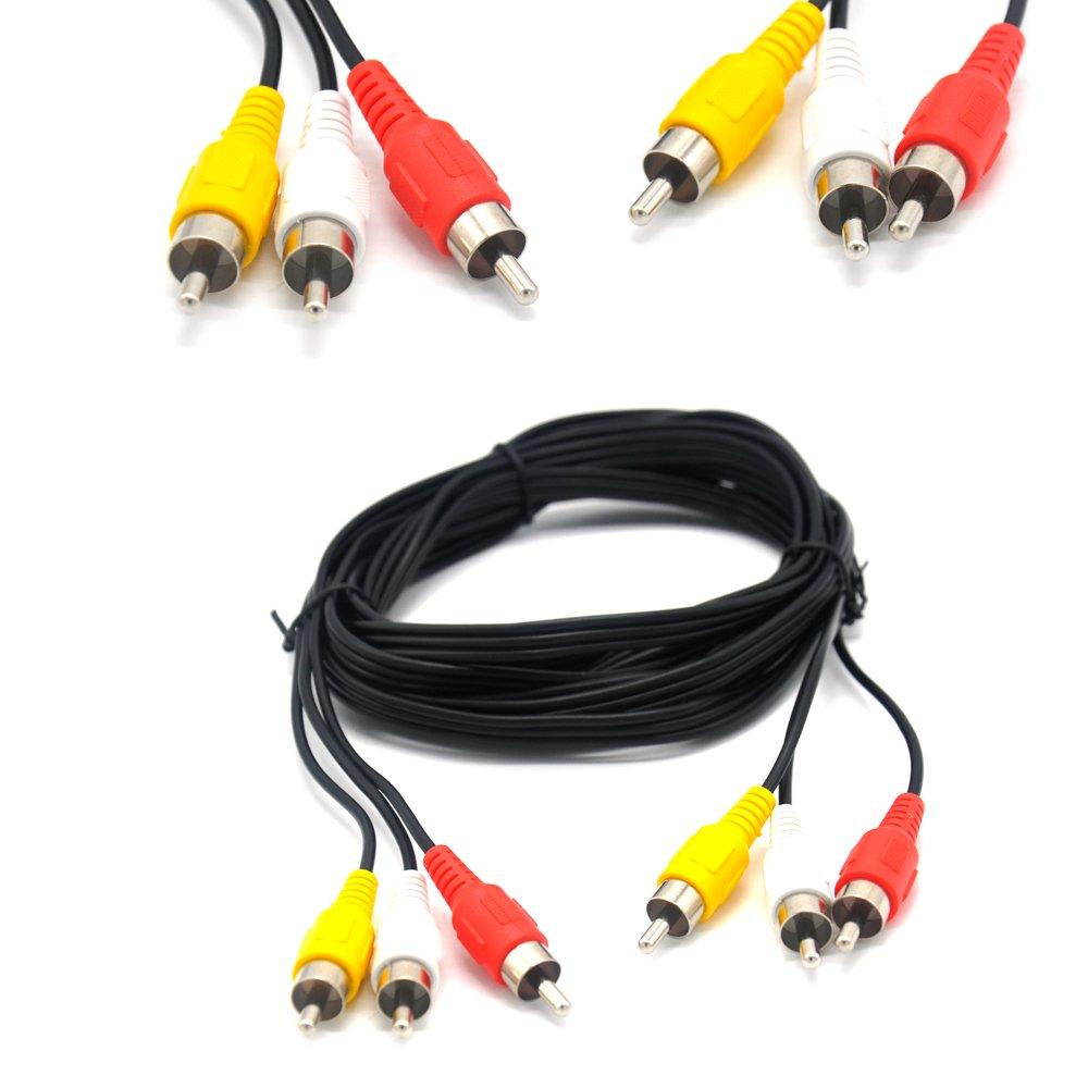 Padarsey RCA 10FT Audio/Video Composite Cable DVD/VCR/SAT Yellow/White/red connectors 3 Male to 3 Male 10ft Male to Male