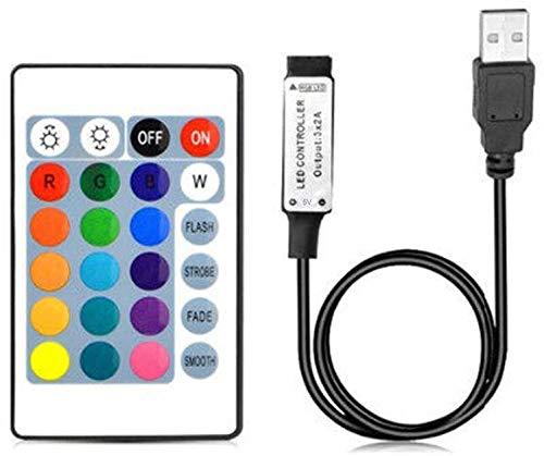 [AUSTRALIA] - RGBZONE 1m USB DC 5V Inline IR Controller with 24 Key Wireless Controller for 5050 3528 RGB LED Light Strip 
