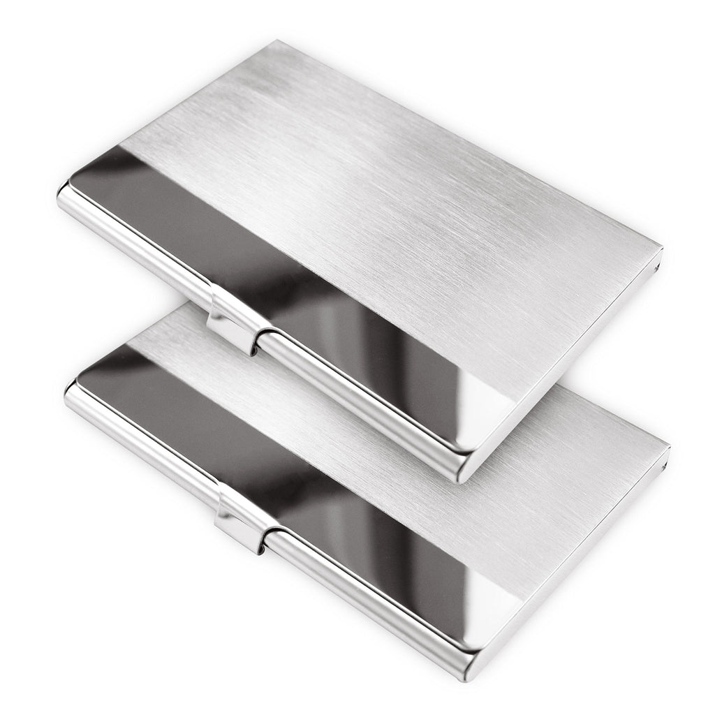 homEdge Super Light Stainless Steel Business Card Holder, Slim Professional 2 Packs Card Case for Traveling and Business Stainless Steel 2 Packs