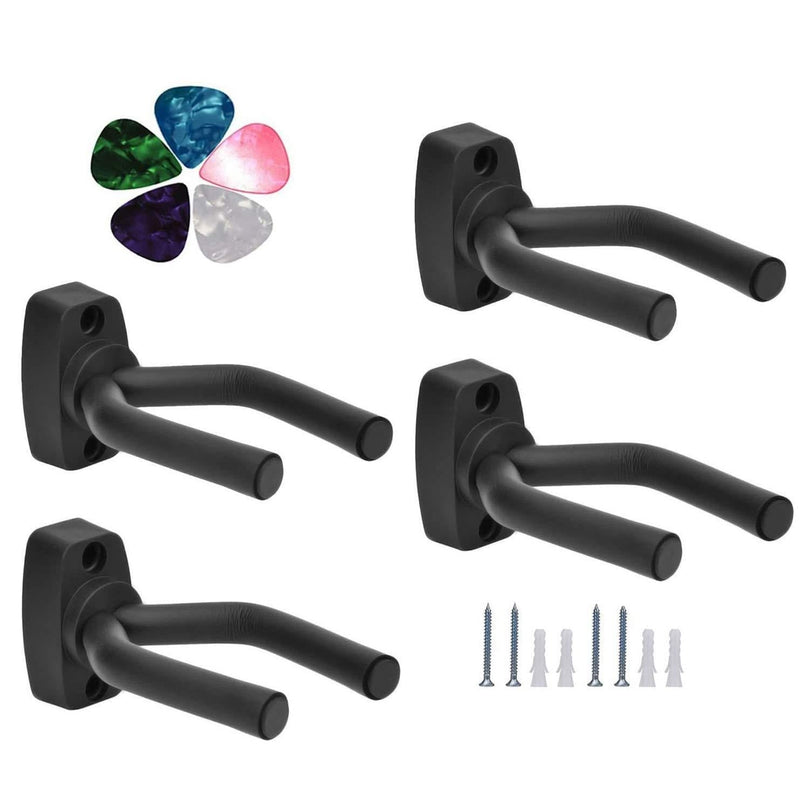 Guitar Mount Wall Hanger Stand Ukulele Wall Hook Keep Holder Mount Display 4 Pack with Guitar Picks Violin Wall Stand Mandolin Rack Bracket Bass Accessories Easy To Install(5 pack guitar picks) 4 pack 5 pick