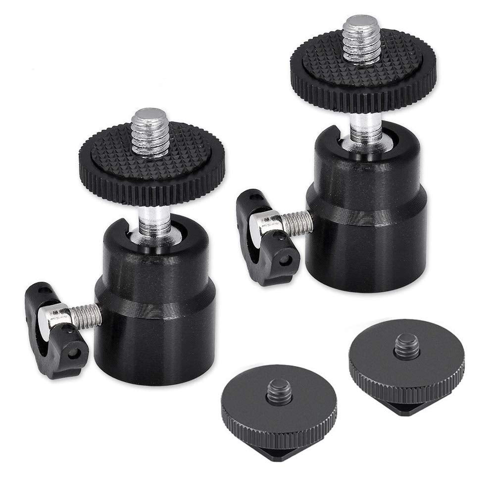 SLOW DOLPHIN 1/4 Inch Hot Shoe Mount with Additional Shoe Adapter Screw for Cameras, Camcorders, Smart Phone, Gopro, LED Video Light, Microphone, Video Monitor (2 Packs)