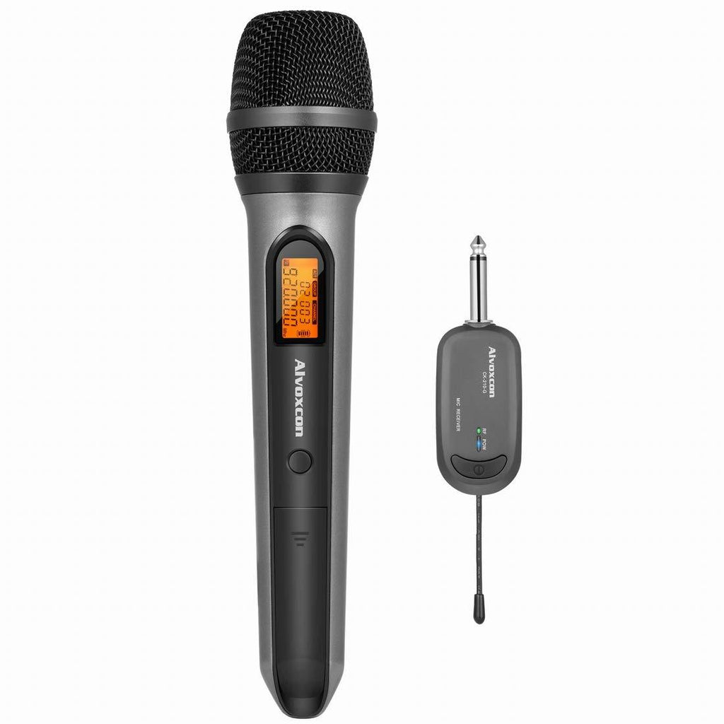 [AUSTRALIA] - Wireless Microphone System, Alvoxcon UHF Dynamic Handheld mic for iPhone, Computer, Karaoke, Conference, DJ, Vocal Recording, Singing, Church, Wedding,On Stage,Live Event(1/4 inch Plug Mini Receiver) 