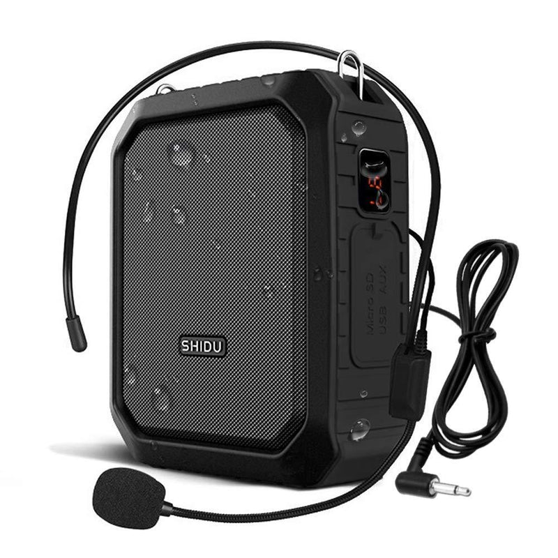 SHIDU Bluetooth Voice Amplifier, Personal Voice Amplifier 18W with Wired Microphone Headset Portable Waterproof Bluetooth Speaker Rechargeable PA System Power Bank for Outdoors,Teachers,Shower,Beach