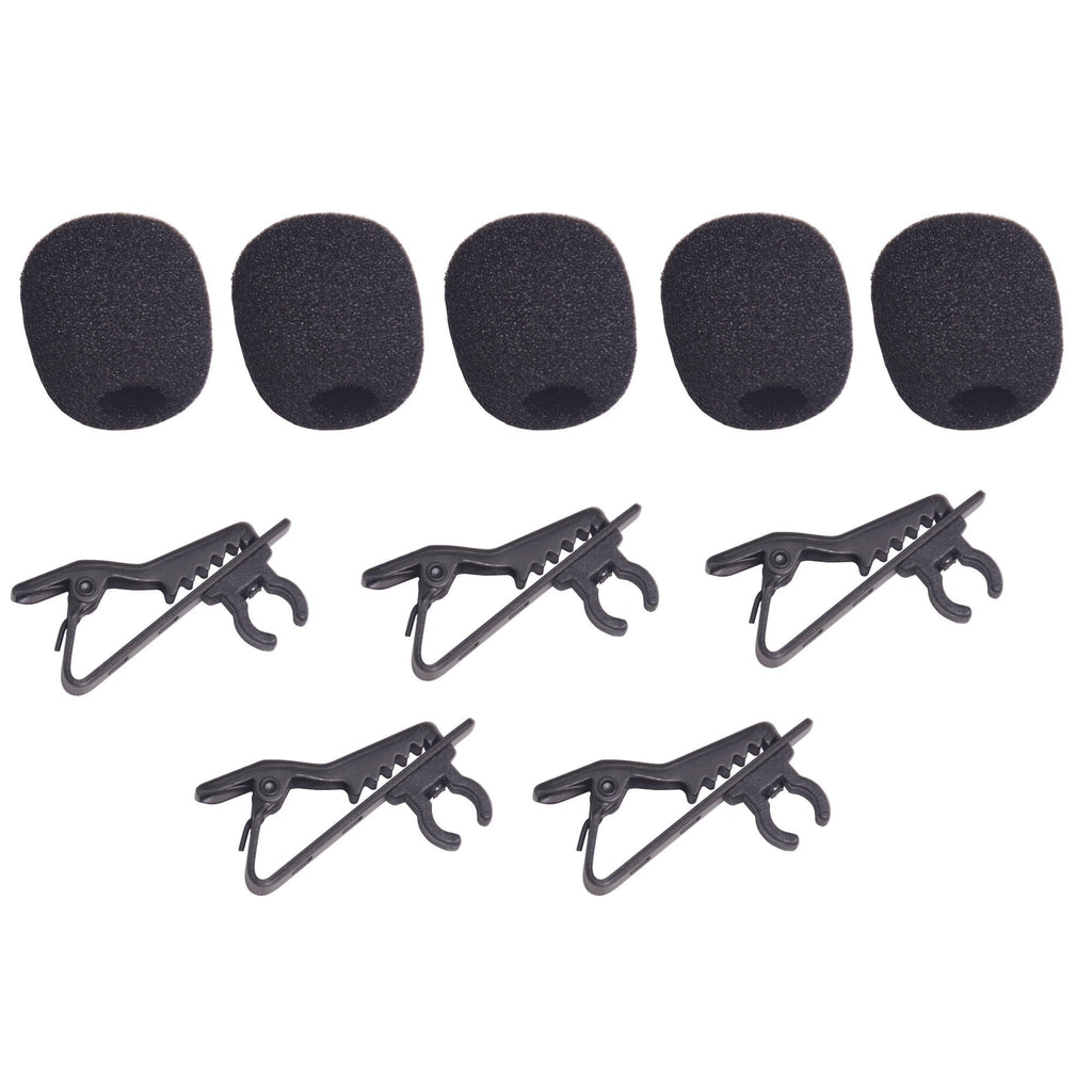 Bestshoot Lavalier Microphone Lapel Clip and Foam Windscreen Cover, 5 Packs Lavalier Microphone Replacement, Metal Tie Collar Clip for Omnidirectional Condenser Mic, Boya Saramonic Maono.