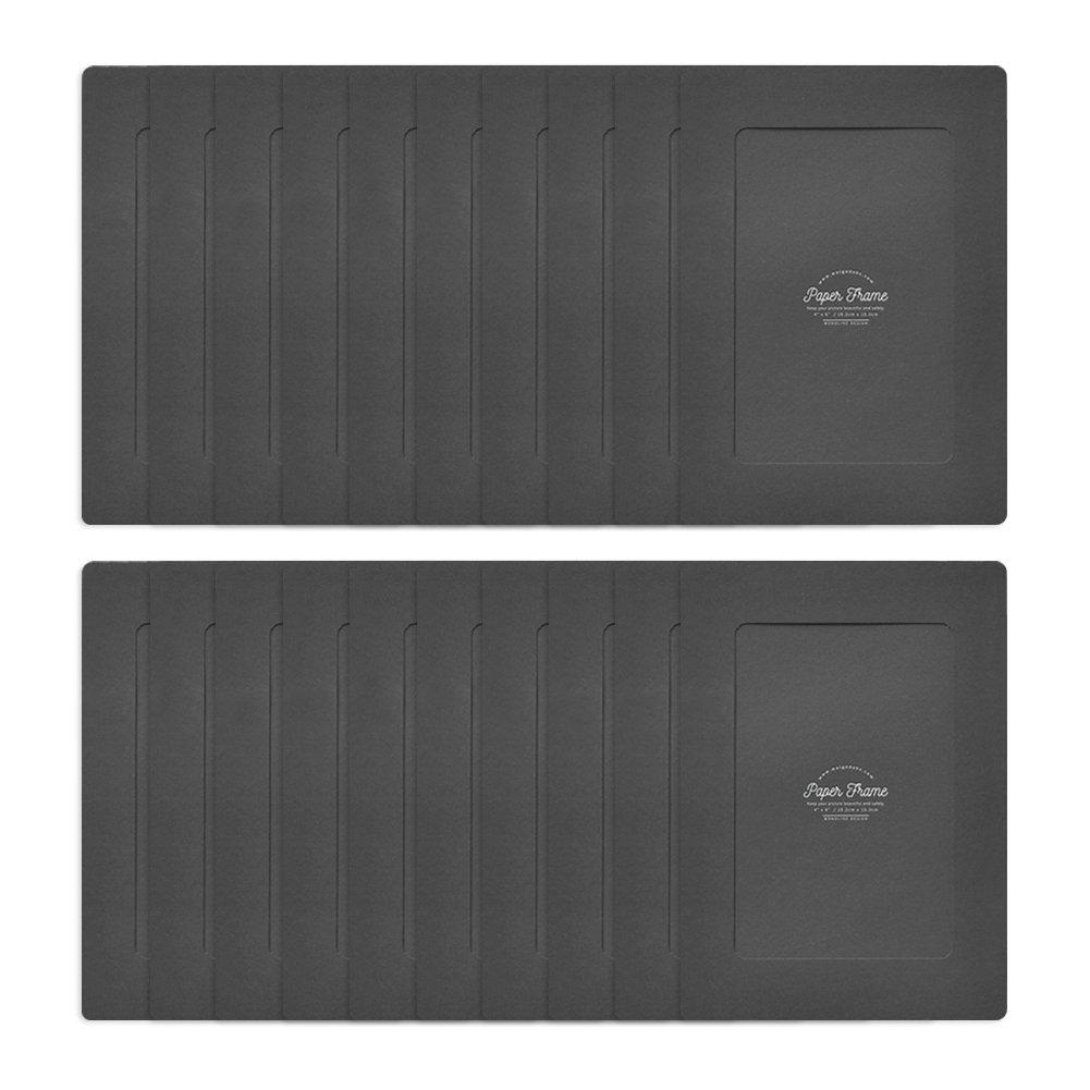 Monolike Paper Photo Frames 4x6 Inch Black 20 Pack - Fits 4"x6" Pictures 4x6 Black 20p