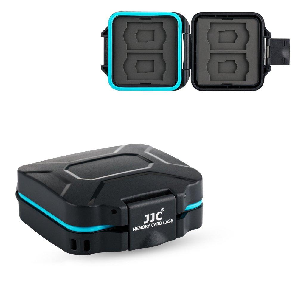 JJC Camera SD TF Micro SD Memory Card Case Holder Organizer Box for 4 SD & 4 TF Cards with a Card Removal Tool & Lanyard Water-Resistant Store 4 SD & 4 TF