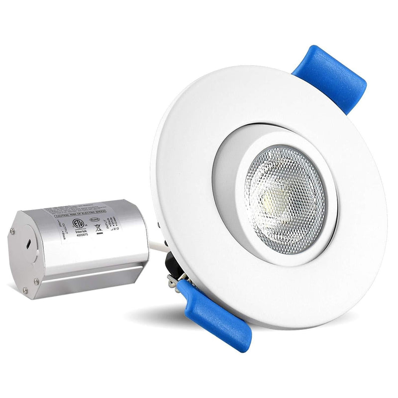 Luxrite 2 Inch Gimbal LED Recessed Light with Junction Box, 5W, 3000K Soft White, 400 Lumens, Dimmable Downlight, Energy Star & IC Rated, Damp Location - Adjustable Recessed Lighting 3000k (Soft White)