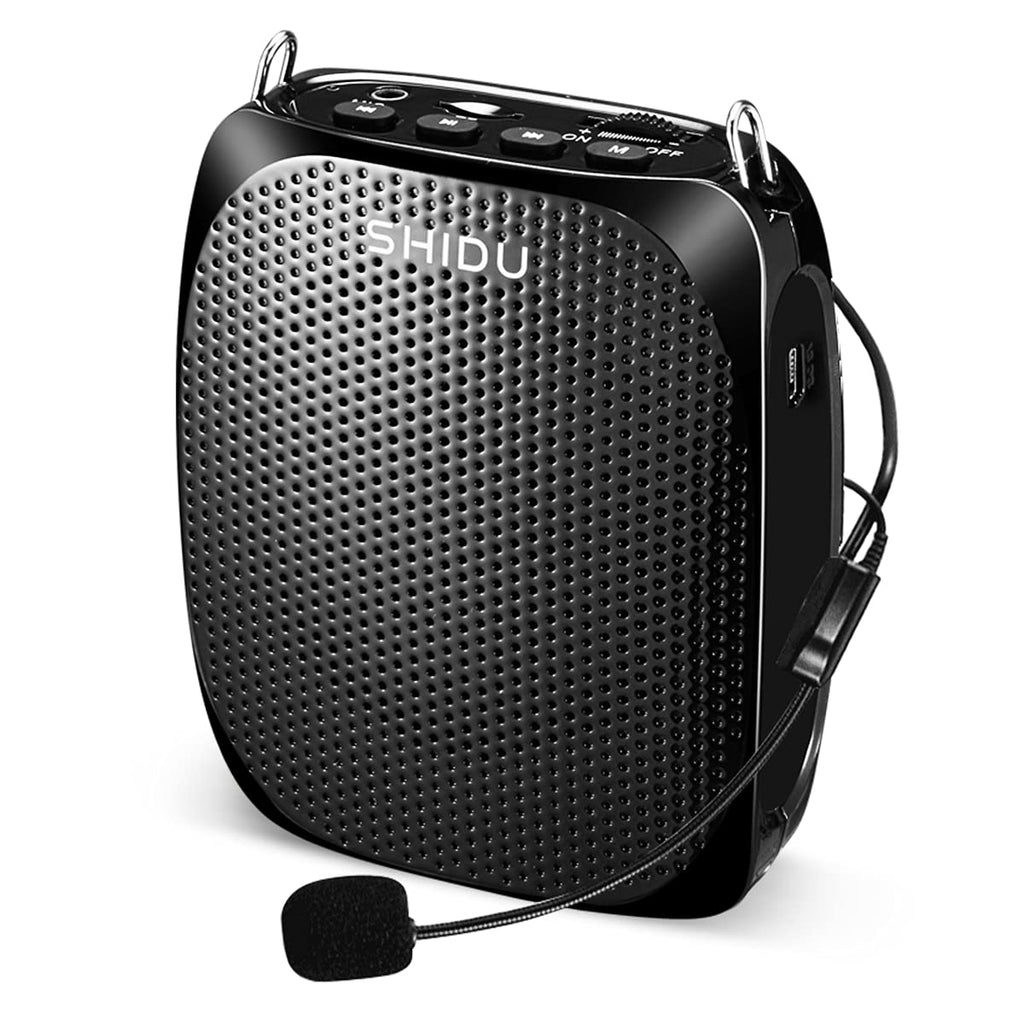 Portable Voice Amplifier SHIDU Personal Speaker Microphone Headset Rechargeable Mini Pa System for Teachers Tour Guides Coaches Classroom Singing Yoga Fitness Instructors Black