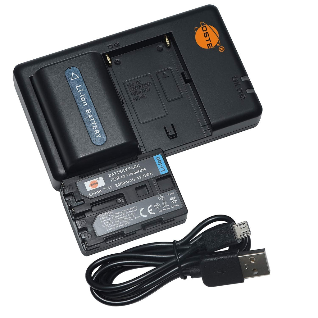DSTE 2 Pack NP-FM50 Battery + Rapid Dual USB Charger Compatible for Sony CCD-FRV DCR-PC DCR-TRV DCR-DVD DSR-PDX GV HVL Series Camera as NP-FM30 NP-FM51 QM50 QM51 FM55H