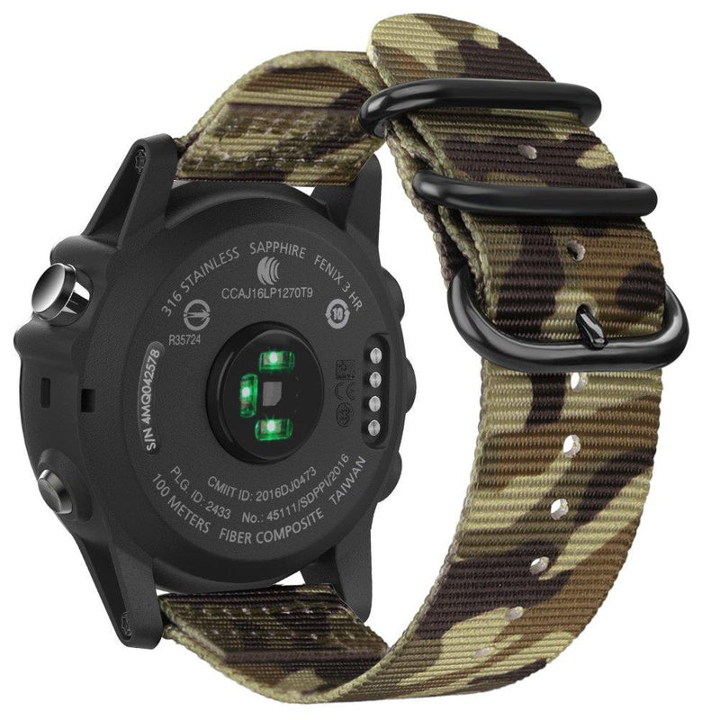 Fintie Band Compatible with Garmin Fenix 5X Plus/Tactix Charlie Watch, 26mm Premium Woven Nylon Adjustable Replacement Strap Compatible with Fenix 5X / 5X Plus / 3/3 HR Smartwatch, Camo Green