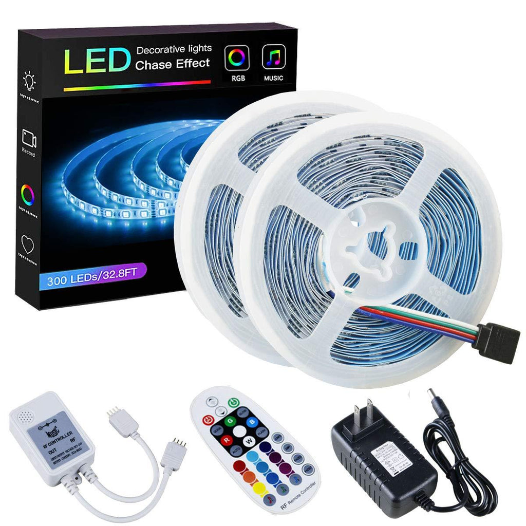 [AUSTRALIA] - SPARKE LED Strip Lights Sync to Music Non-Waterproof 32.8ft(10M) 300LEDs Flexible RGB 12V SMD5050 LED Tape Light with RF Music Controller and UL Listed 3A Power Supply for Indoor Home Bedroom Holiday 32.8ft Music Led Strip Light Kit(non-waterproof) 