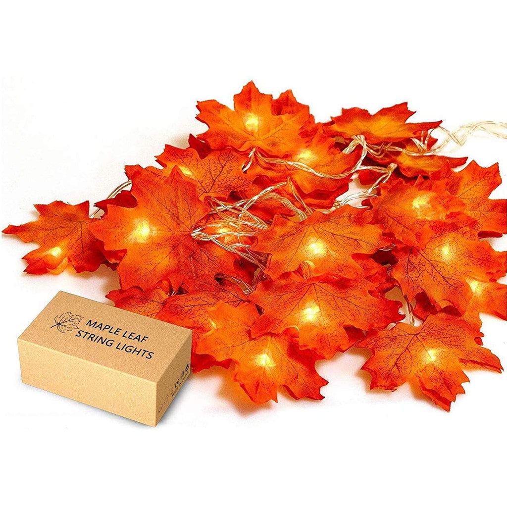 JamBer Fall Maple Leaf Garland 20 LED Maple Leaves Fairy Lights 7.4 Feet Fall Garland Lights Waterproof Maple Leaf String Lights 3AA Battery Powered Lighted Garland for Thanksgiving Halloween Decor Origianl