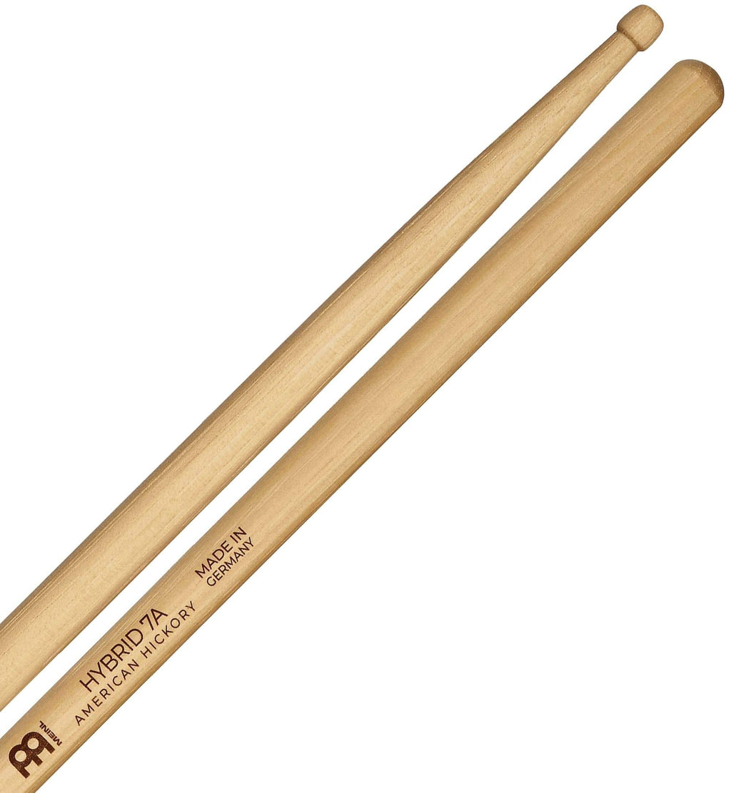Meinl Stick & Brush Drumsticks, Hybrid 7A - American Hickory with Acorn/Barrel Shape Wood Tip - Made in GERMANY (SB105) Single Pair