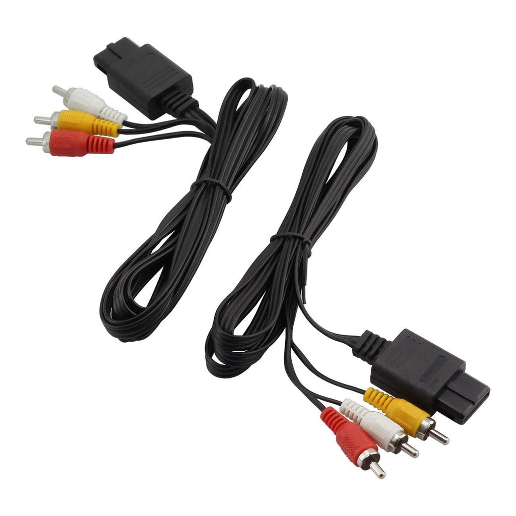 ZRM&E 2pcs N64 to 3 RCA AV Cable Game Video System 6FT Audio TV S-Video Cord Adapter Cable for Gamecube NGC/SFC/SNES Connectors 1.8m