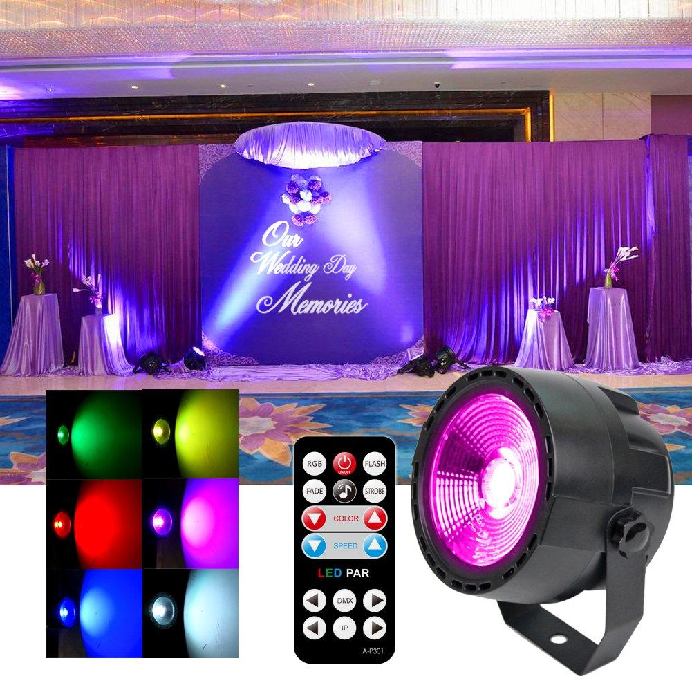 [AUSTRALIA] - Stage Par Lights- KOOT Wash DJ Lights High Bright COB LED Sound Activated Strobe Disco Event UpLights with DMX and Remote Portable for Xmas Wedding Party DJ Dance Bar Birthday Club 