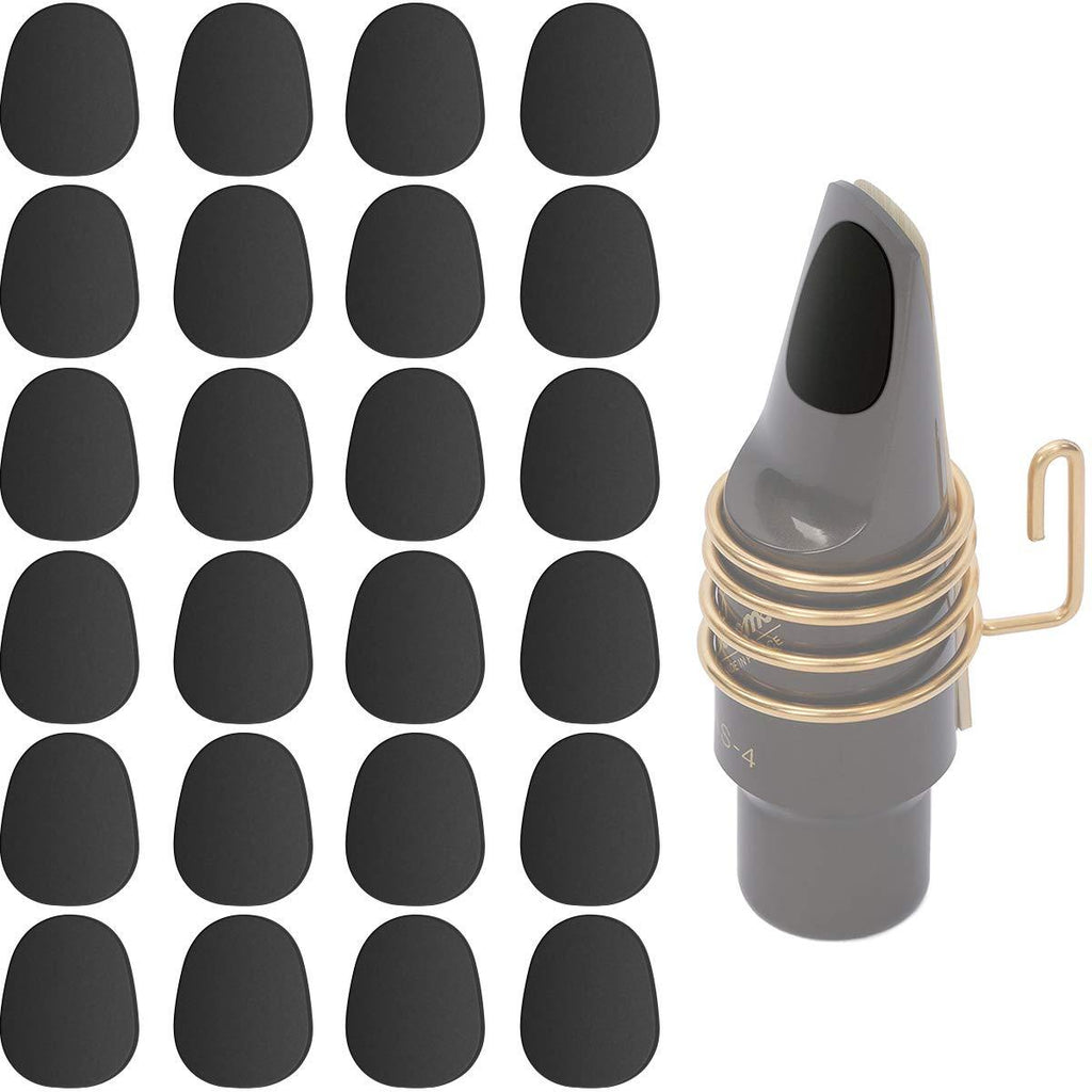 24 Pieces Eison Food Grade Alto Tenor Saxophone Mouthpiece Cushions Sax Clarinet Mouthpiece Patches Pads Cushions 0.8mm Thick Rubber Strong Adhesive, Black