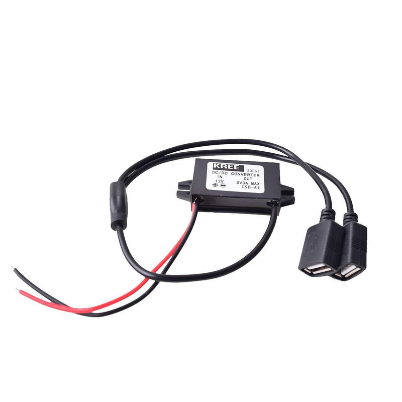 Car Hard Wire Charger, 12V to 5V Dual USB Female Port Charging Cable Direct Link Hard Wired Step Down Converter Power Supply for Dash Camera Car DVR GPS