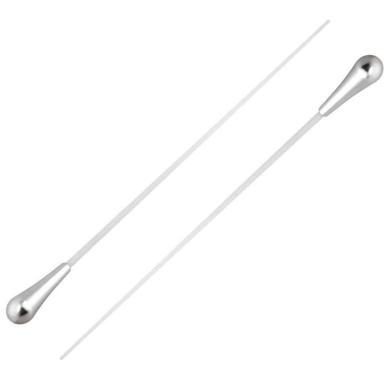 Timiy 15 Inch Length Conductor Baton Orchestra Baton Band Conducting Baton with Silver Pear Shaped Handle-Pack of 2 (Silver)