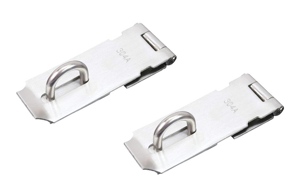 FGen 2pcs Thick Lock 304 Stainless Steel Buckle Can Be Added Padlock Vintage Cabinet 3 Inch Door Buckle Silver