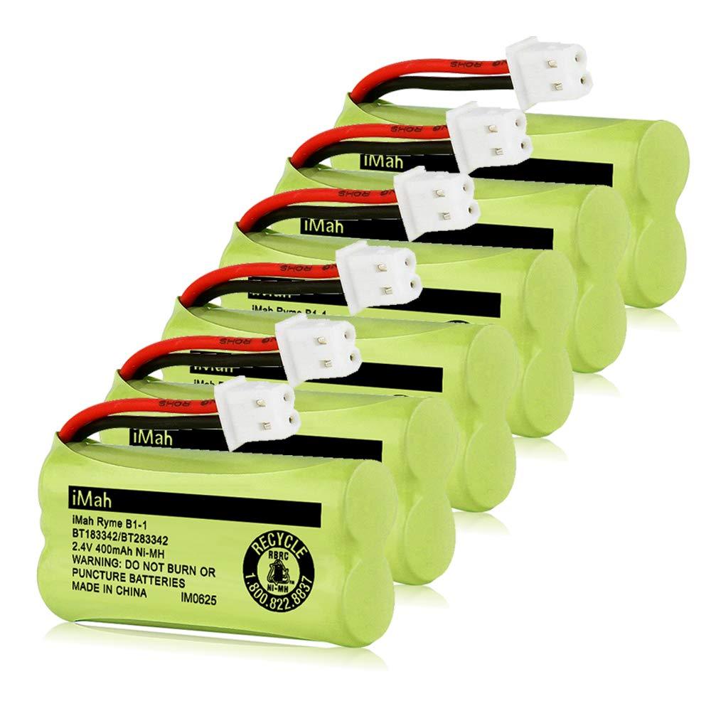 iMah BT183342/BT283342 2.4V 400mAh Ni-MH Battery Pack Compatible for BT166342/BT266342 BT162342/BT262342 2SN-AAA40H-S-X2, 6-Pack