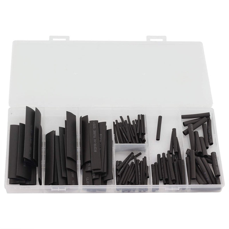 ZYAMY 127pcs Black Heat Shrink Tube Assorted Kit Electrical Insulation Cable Sleeving Flame Retardant Shrinkable Tubing Wire Wrap In Box