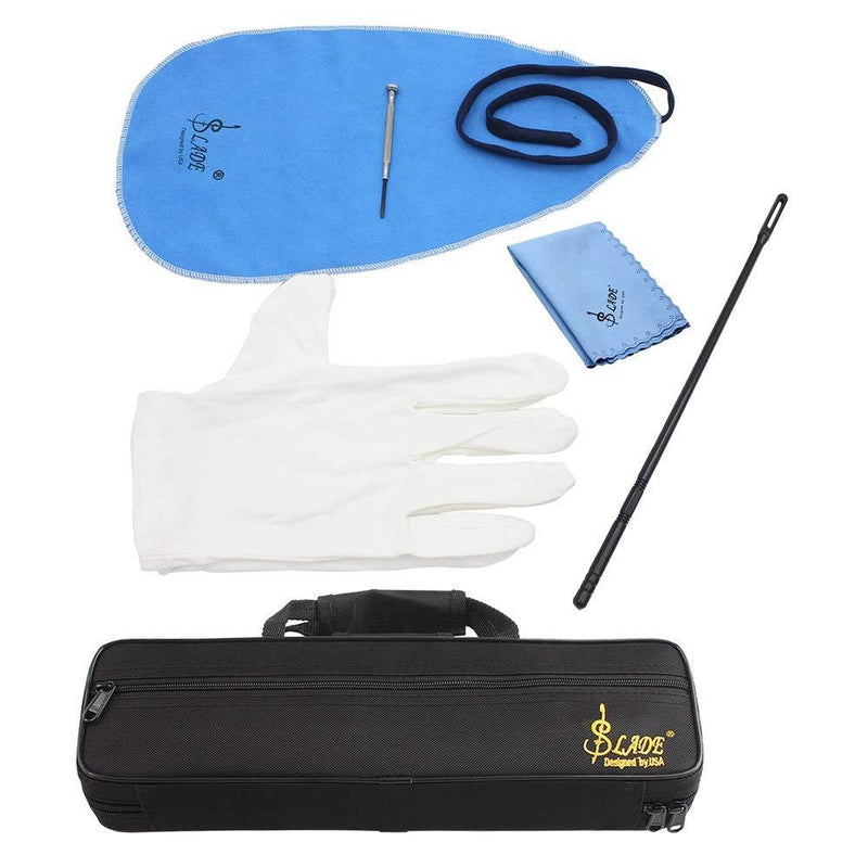 Mowind 16 Holes C Flute Case 600D Foam Cotton Padding with Flute Cleaning Kit Set Cleaning Cloth Stick Cork Grease Screwdriver Gloves