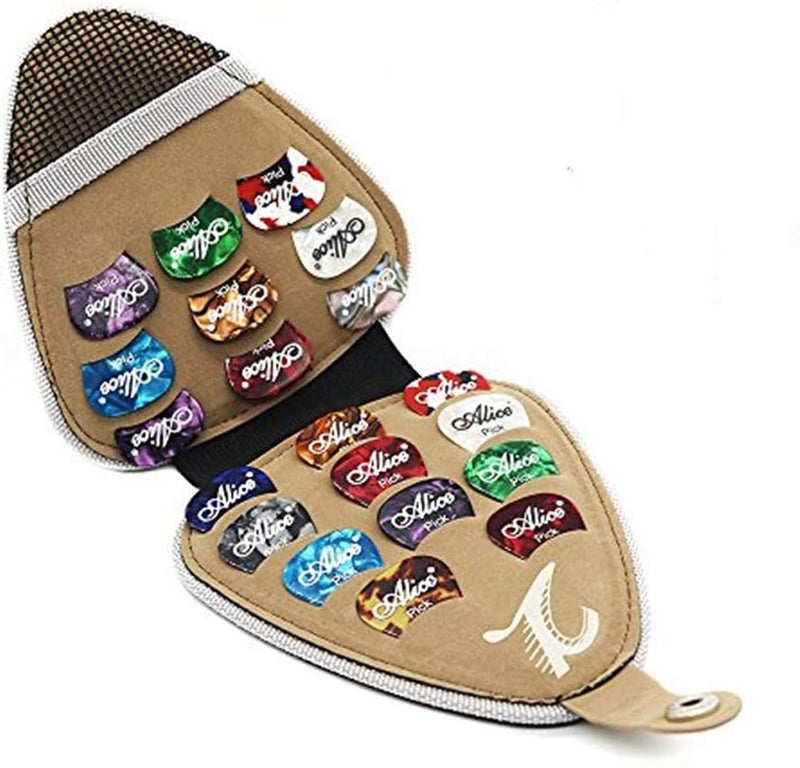 Guitar Picks Holder with 20pcs Acoustic Electric Guitar Picks Variety Pack Mixed Thickness Picks, PU Leather Guitar Plectrums Bag Case Gift for Guitar Players Kids 20pcs Guitar Picks Holder