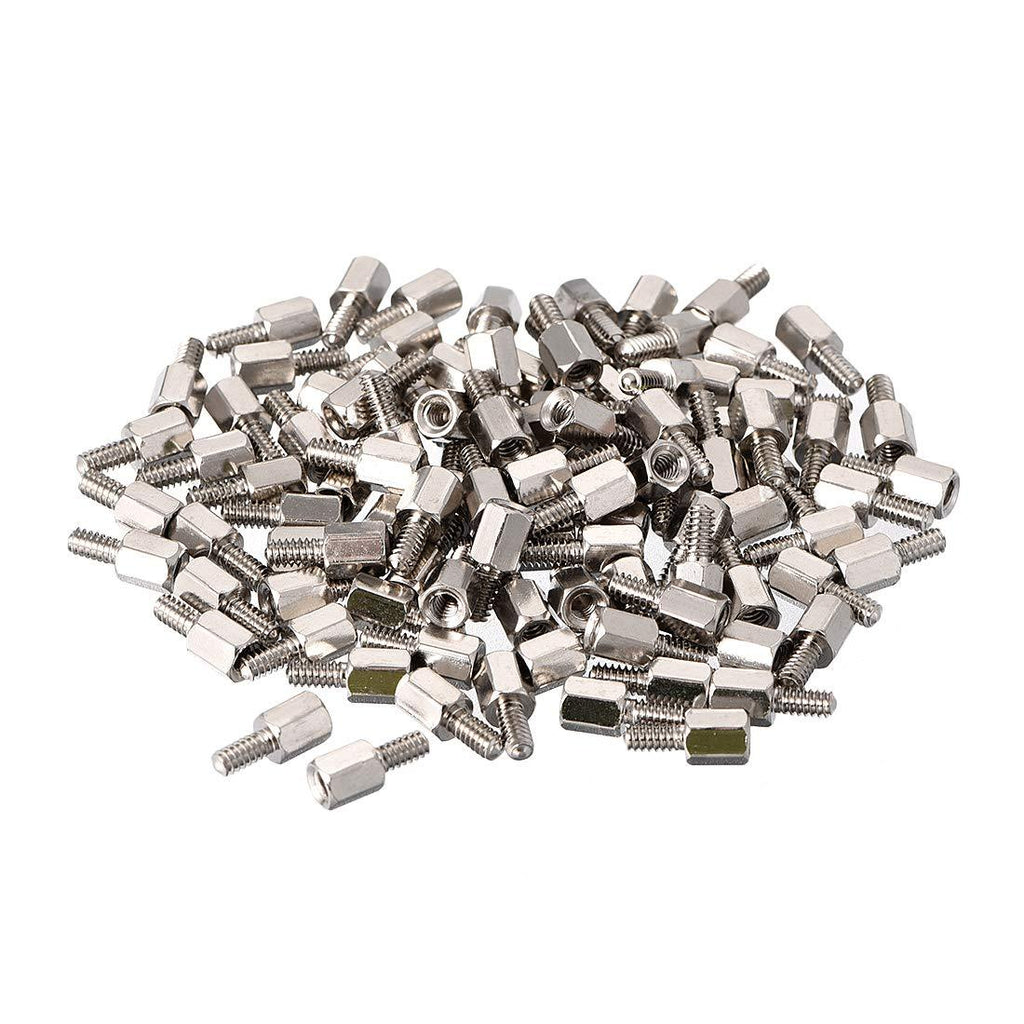 uxcell 4#-40 6+6mm F/M Brass Hex Standoff Spacer Screws PCB Pillar Nickel Plated 100 Pcs