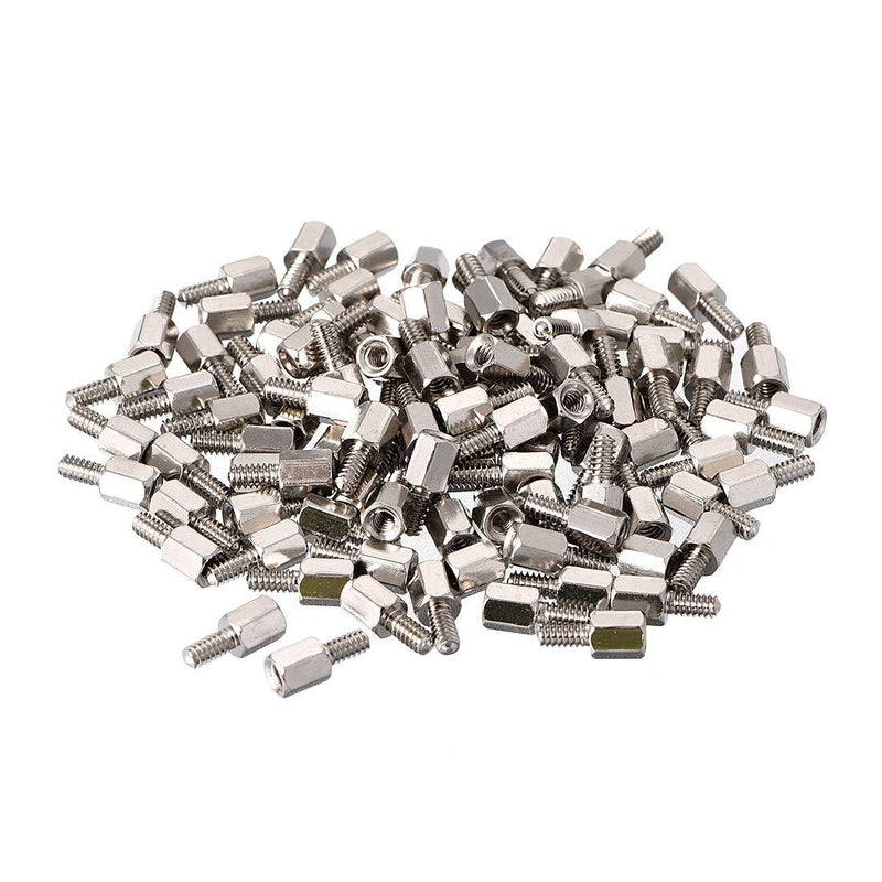 uxcell 4#-40 6+6mm F/M Brass Hex Standoff Spacer Screws PCB Pillar Nickel Plated 100 Pcs