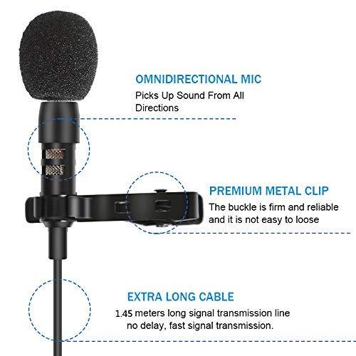 [AUSTRALIA] - Depusheng 1.45m Mini Portable Microphone Condenser Clip-on Lapel Lavalier Mic Wired Mikrofo/Microfon for Phone Laptop metal jack-M2 
