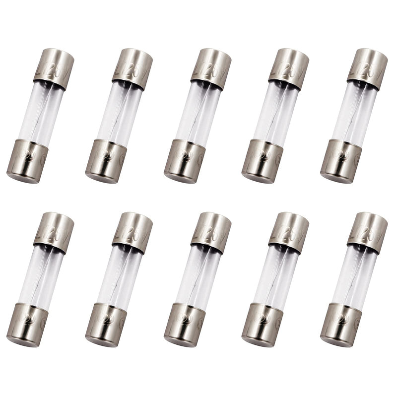 SIXQJZML 10 Pack F0.5AL 500mA Fast-Blow Fuse 0.5A 0.5amp 125V Glass Fuses 0.2 x 0.78 inch / 5 x 20 mm (125Volt F0.5A)