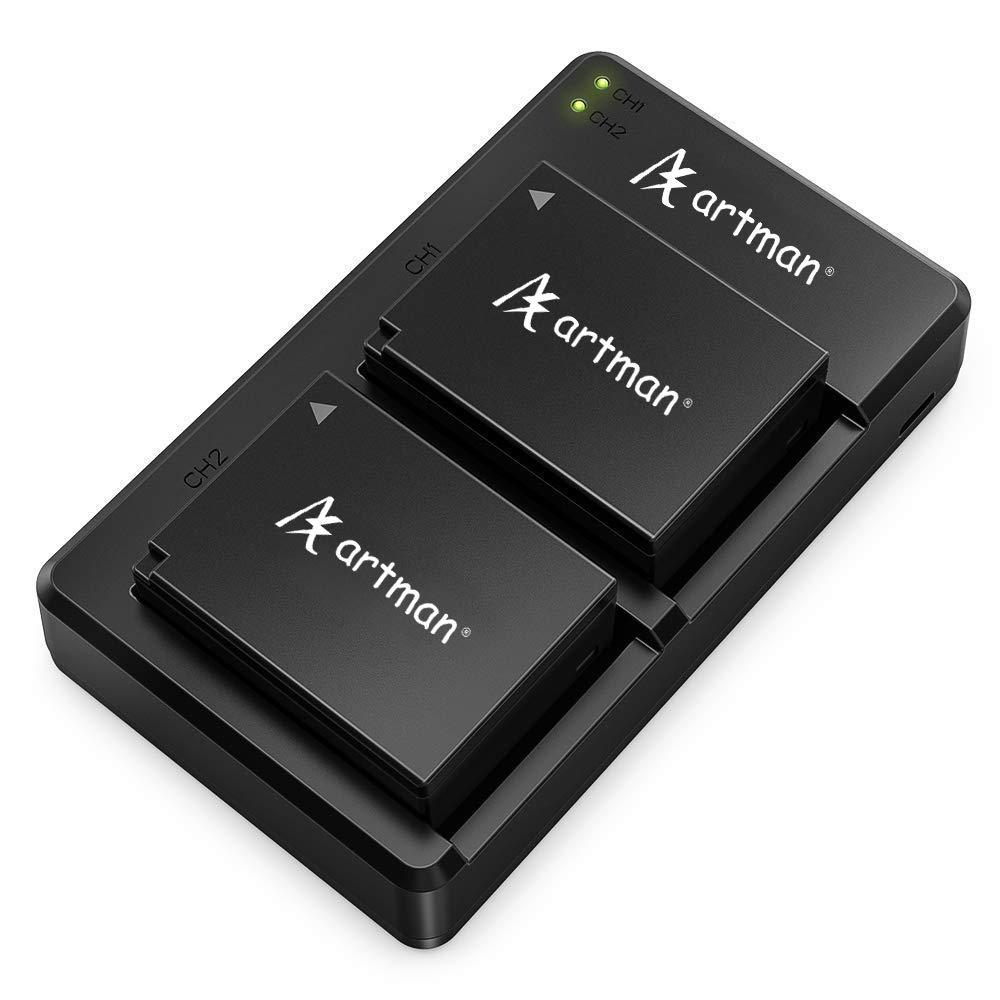 Artman 2-Pack NP-W126 NP-W126S Batteries and Dual USB Charger for Fuji X-T3, X-T2, X-T1,X-A5, X-E3, X-E2, X-E1, X100F, X-H1, X-M1, X-Pro2, X-Pro1, X-T20, X-T10(Micro-USB Port;1400mAh)