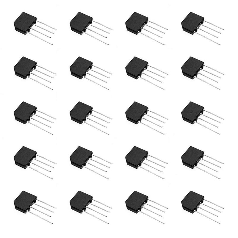 Bridgold 20pcs KBP307 Flat Bridge Bridge Rectifier,3A/700V Single Phase,4-Pin