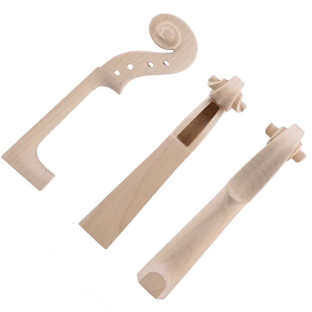 4/3 4/4 Violin Neck Hand Carved Maple Wood Violin Parts for 4/3 4/4 Violin Stringed Instruments
