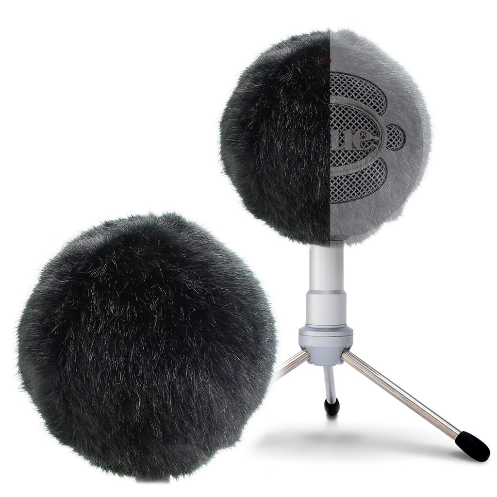 [AUSTRALIA] - Blue Snowball Furry Windscreen Cover Muff - Professional Snowball ICE Mic Foam Wind Cover Windshield Pop Filter for Recordings, Broadcasting, Singing by Sunmon （Black） Fur black 