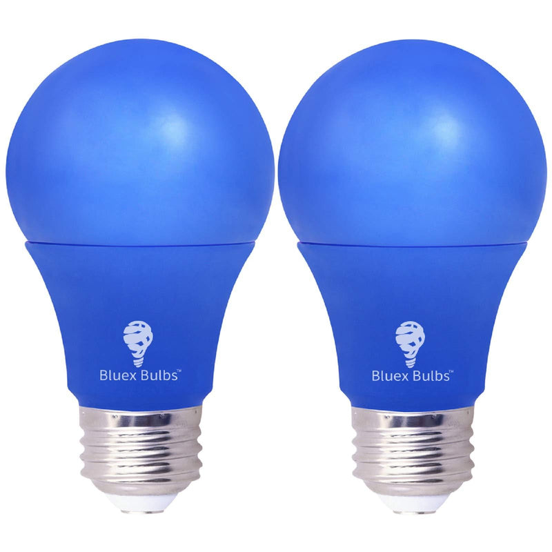 2 Pack BlueX LED A19 Light Bulb - 9W (60Watt Equivalent) - E26 Base Blue LED Blue Bulb, Party Decoration, Porch, Home Lighting, Holiday Lighting, Decorative Illumination (Blue)