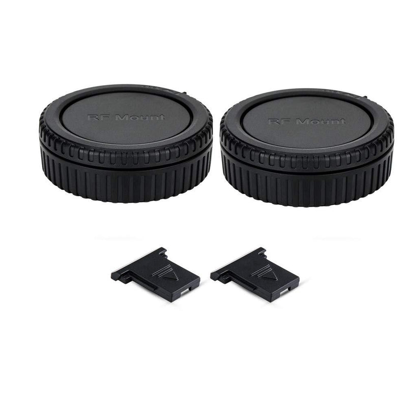 2 Pack RF Mount Body Cap Cover & Rear Lens Cap for Canon EOS R R5 R6 RP Full Frame Mirrorless Camera and RF Mount Mirrorless Lenses,with 2 Extra Hot Shoe Covers to Protector The Camera Hot Shoe For Canon EOS RF Mount