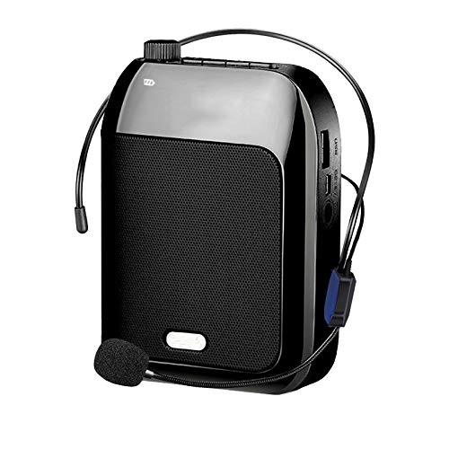 [AUSTRALIA] - Portable Voice Amplifier 15W Voice Loudspeaker with Wired Microphone Headset, Black Speaker with Amp Powerful Mini for Teachers, Tour Guide, Training, Presentation, Coaches (Black) 