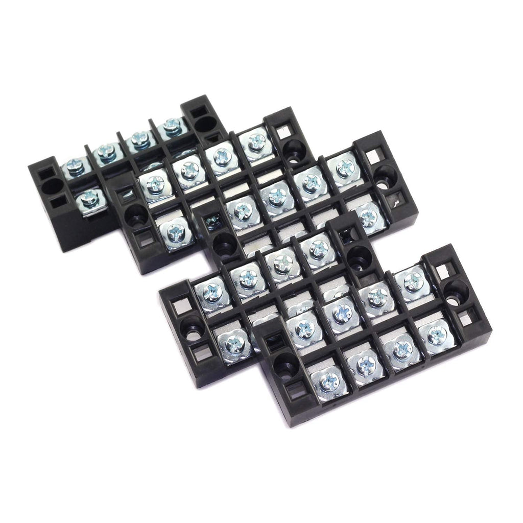 DGZZI 5PCS TB-2504 Covered Screw Terminal Strip 4 Positions Dual Rows 600V 25A Wire Barrier Block Terminal Strip